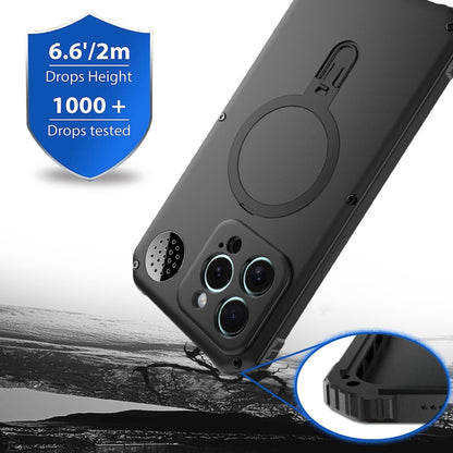 For iPhone 15 Aromatherapy MagSafe Holder Life Waterproof Rugged Phone Case(Black) - iPhone 15 Cases by buy2fix | Online Shopping UK | buy2fix