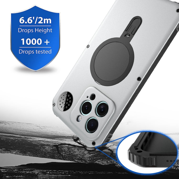 For iPhone 15 Aromatherapy MagSafe Holder Life Waterproof Rugged Phone Case(Silver) - iPhone 15 Cases by buy2fix | Online Shopping UK | buy2fix