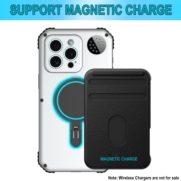 For iPhone 15 Aromatherapy MagSafe Holder Life Waterproof Rugged Phone Case(Silver) - iPhone 15 Cases by buy2fix | Online Shopping UK | buy2fix