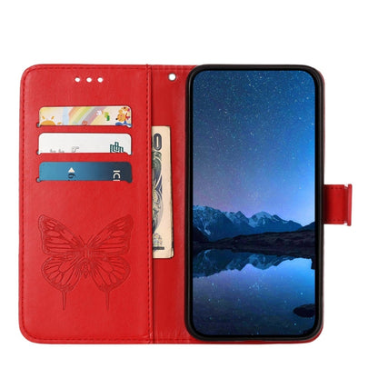 For Tecno Spark Go 2024 / Spark 20C Embossed Butterfly Leather Phone Case(Red) by buy2fix