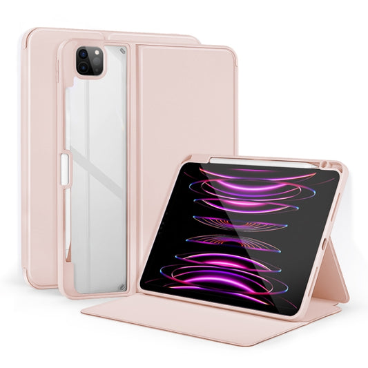 For iPad Pro 11 2022/2021/2020/2018 2-Fold Clear Acrylic Leather Tablet Case(Baby Pink) - iPad Pro 11 (2022/2021) Cases by buy2fix | Online Shopping UK | buy2fix