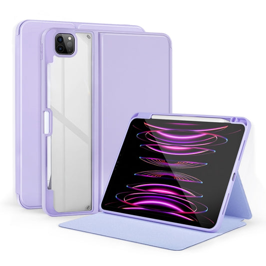 For iPad Pro 11 2022/2021/2020/2018 2-Fold Clear Acrylic Leather Tablet Case(Light Purple) - iPad Pro 11 (2022/2021) Cases by buy2fix | Online Shopping UK | buy2fix