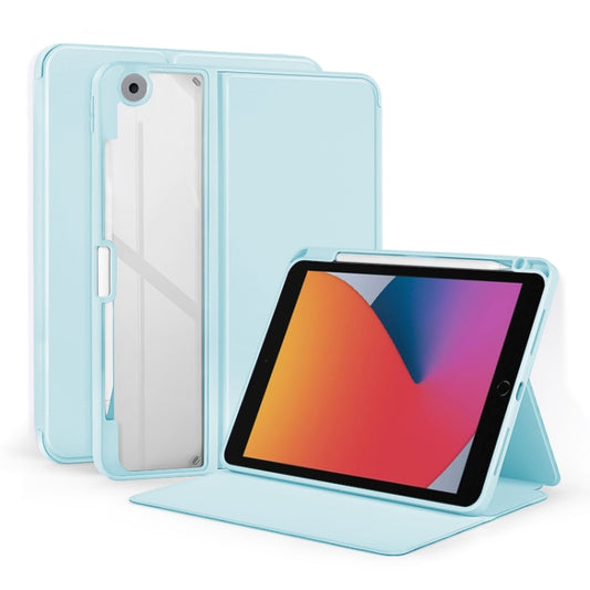 For iPad 10.2 2021 / 2020 2-Fold Clear Acrylic Leather Tablet Case(Ice Blue) - iPad 10.2 Cases by buy2fix | Online Shopping UK | buy2fix