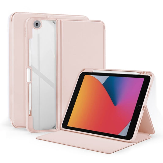 For iPad 10.2 2021 / 2020 2-Fold Clear Acrylic Leather Tablet Case(Baby Pink) - iPad 10.2 Cases by buy2fix | Online Shopping UK | buy2fix