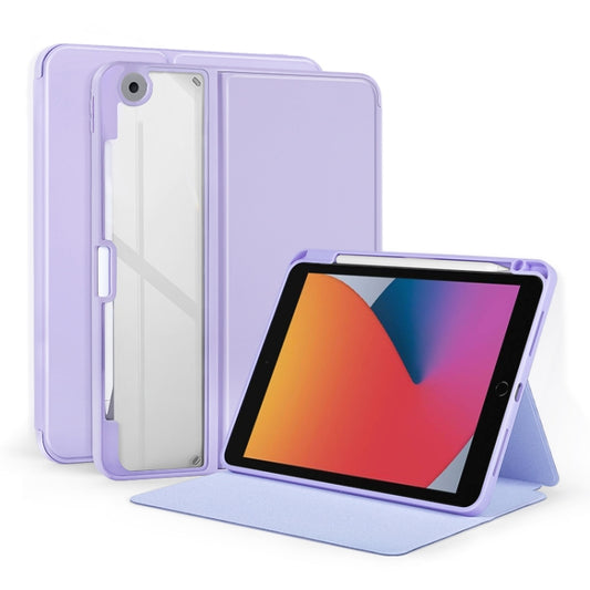 For iPad 10.2 2021 / 2020 2-Fold Clear Acrylic Leather Tablet Case(Light Purple) - iPad 10.2 Cases by buy2fix | Online Shopping UK | buy2fix