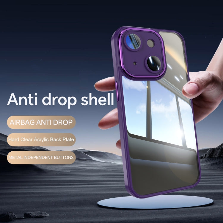 For iPhone 15 Acrylic Hybrid TPU Armor Shockproof Phone Case(Purple) by buy2fix