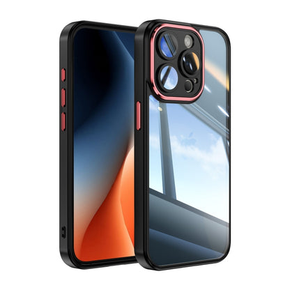 For iPhone 13 Pro Acrylic Hybrid TPU Armor Shockproof Phone Case(Black Red) by buy2fix