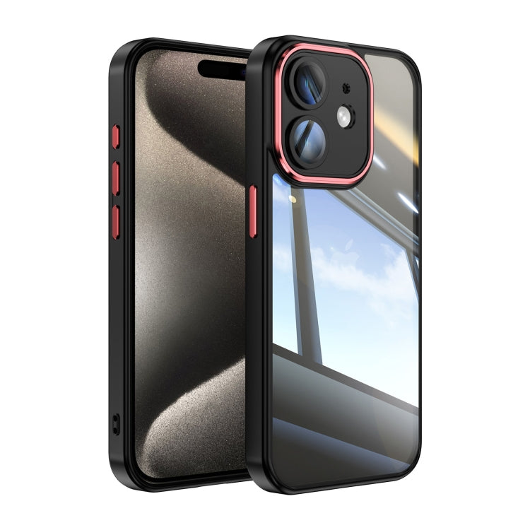 For iPhone 12 Acrylic Hybrid TPU Armor Shockproof Phone Case(Black Red) by buy2fix