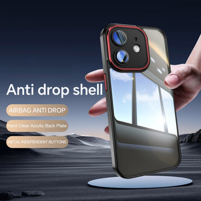 For iPhone 12 Acrylic Hybrid TPU Armor Shockproof Phone Case(Black Red) by buy2fix