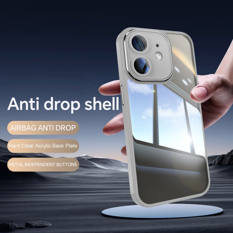 For iPhone 12 Acrylic Hybrid TPU Armor Shockproof Phone Case(Grey) by buy2fix