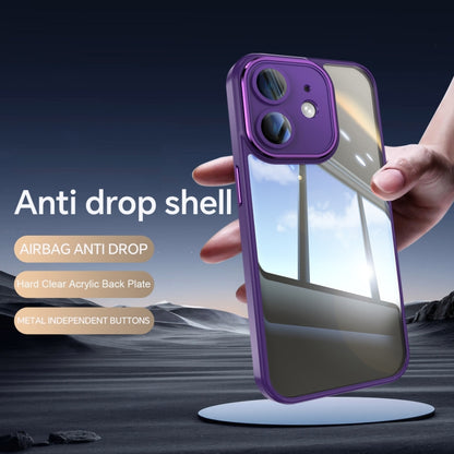 For iPhone 12 Acrylic Hybrid TPU Armor Shockproof Phone Case(Purple) by buy2fix