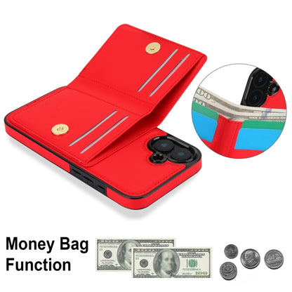 For iPhone 16 Plus RFID Anti-theft Card Ring Holder Phone Case(Red) - iPhone 16 Plus Cases by buy2fix | Online Shopping UK | buy2fix