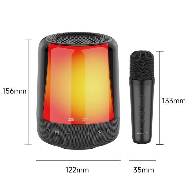 Zealot S66M RGB Rhythmic Light Karaoke Wireless Speaker, Style:Single Mic(Black) - Desktop Speaker by ZEALOT | Online Shopping UK | buy2fix