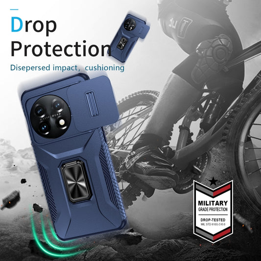 For OnePlus 11 5G Sliding Camshield Holder Phone Case(Blue) by buy2fix