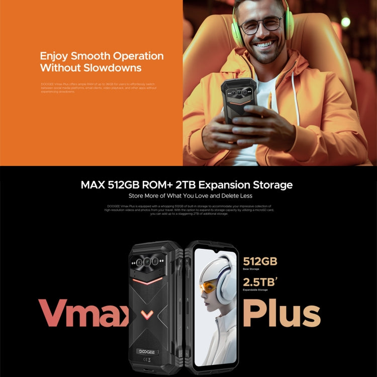 DOOGEE Vmax Plus 5G Rugged Phone, 16GB+512GB, 6.58 inch Android 14 MediaTek Dimensity 7050 Octa Core, Network: 5G, OTG, NFC(Grey) - DOOGEE by DOOGEE | Online Shopping UK | buy2fix