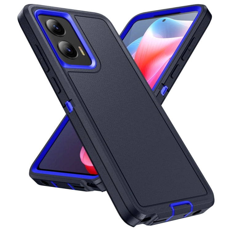 For Motorola Moto G Play 5G 2024 Life Waterproof Rugged PC + Silicone Phone Case(Dark Blue + Royal Blue) - Motorola Cases by buy2fix | Online Shopping UK | buy2fix