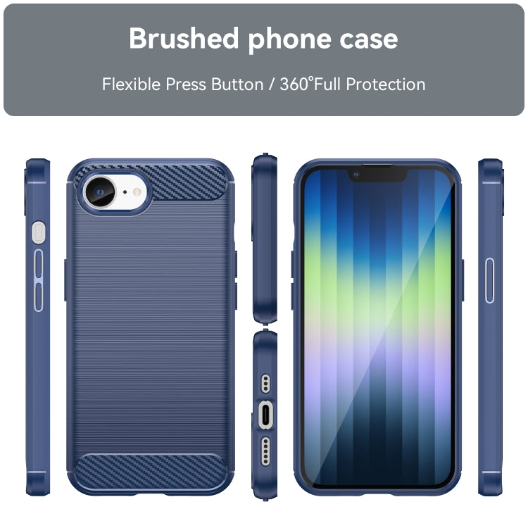 For iPhone 16e Brushed Texture Carbon Fiber TPU Phone Case(Blue) by buy2fix