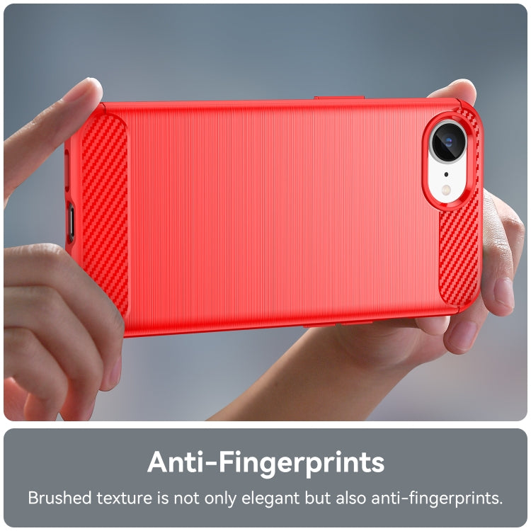 For iPhone SE 2024 Brushed Texture Carbon Fiber TPU Phone Case(Red) - More iPhone Cases by buy2fix | Online Shopping UK | buy2fix