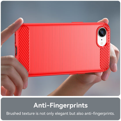 For iPhone 16e Brushed Texture Carbon Fiber TPU Phone Case(Red) by buy2fix