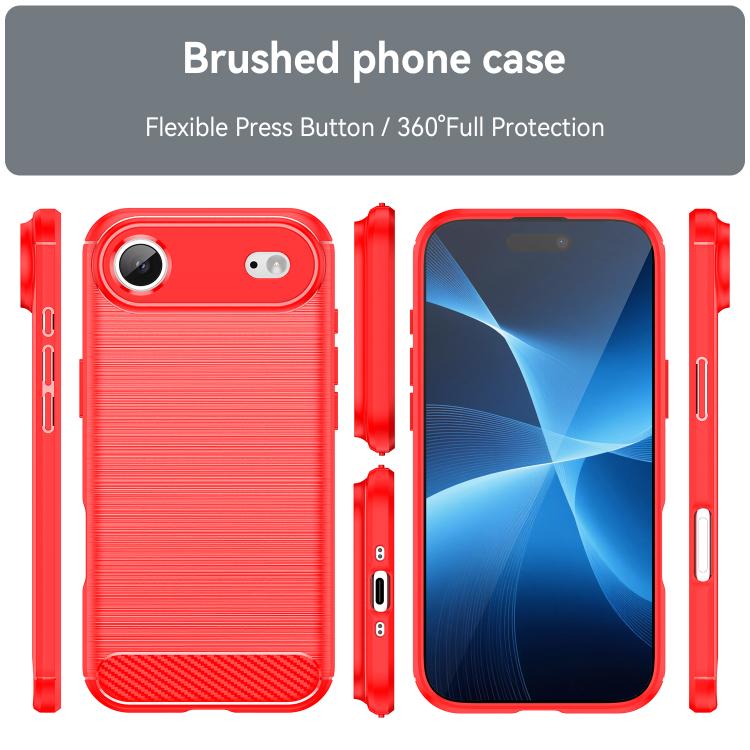 For iPhone Air Brushed Texture Carbon Fiber TPU Phone Case(Red) - iPhone Air Cases by buy2fix | Online Shopping UK | buy2fix