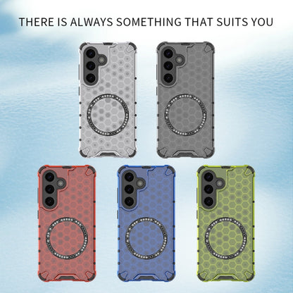 For Samsung Galaxy S25 5G Honeycomb Magnetic Ring Shockproof Phone Case(Black) - Galaxy S25 5G Cases by buy2fix | Online Shopping UK | buy2fix