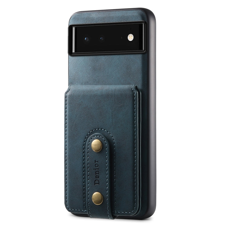 For Google Pixel 6 Denior D14 NK Retro Pattern MagSafe Magnetic Card Holder Leather Phone Case(Blue) - Google Cases by Denior | Online Shopping UK | buy2fix