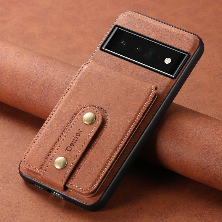 For Google Pixel 6 Pro Denior D14 NK Retro Pattern MagSafe Magnetic Card Holder Leather Phone Case(Brown) by Denior