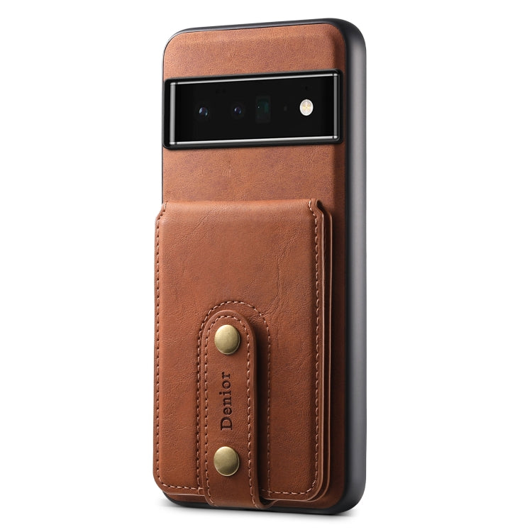 For Google Pixel 6 Pro Denior D14 NK Retro Pattern MagSafe Magnetic Card Holder Leather Phone Case(Brown) by Denior