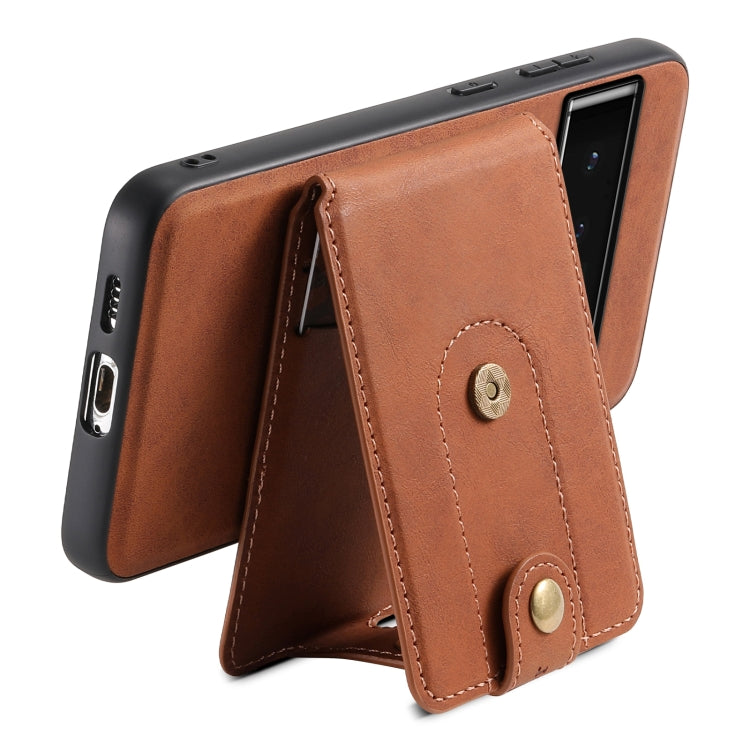 For Google Pixel 6 Pro Denior D14 NK Retro Pattern MagSafe Magnetic Card Holder Leather Phone Case(Brown) by Denior