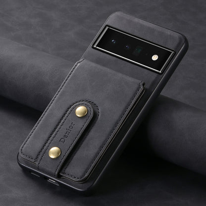 For Google Pixel 6 Pro Denior D14 NK Retro Pattern MagSafe Magnetic Card Holder Leather Phone Case(Black) by Denior
