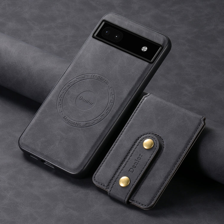 For Google Pixel 6a Denior D14 NK Retro Pattern MagSafe Magnetic Card Holder Leather Phone Case(Black) by Denior