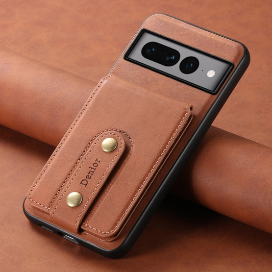For Google Pixel 7 Pro 5G Denior D14 NK Retro Pattern MagSafe Magnetic Card Holder Leather Phone Case(Brown) by Denior