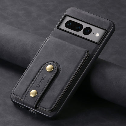 For Google Pixel 7 Pro 5G Denior D14 NK Retro Pattern MagSafe Magnetic Card Holder Leather Phone Case(Black) by Denior