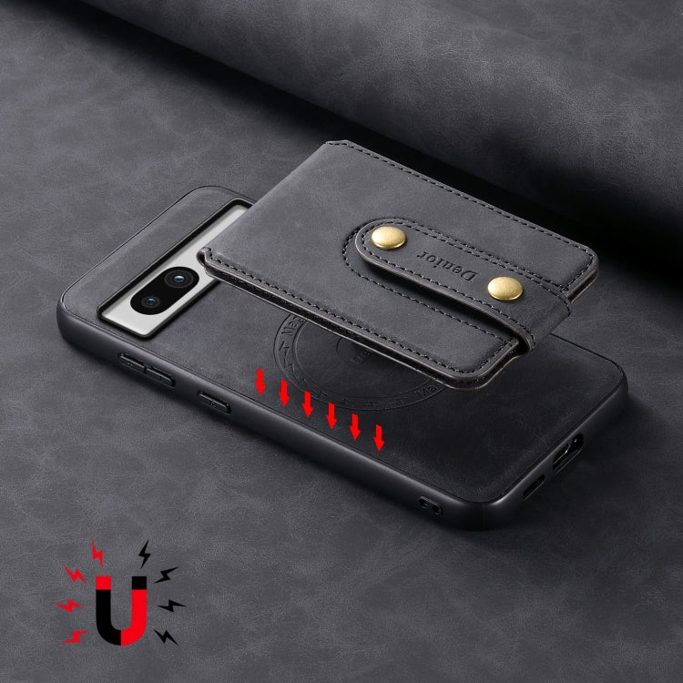 For Google Pixel 7a Denior D14 NK Retro Pattern MagSafe Magnetic Card Holder Leather Phone Case(Black) by Denior
