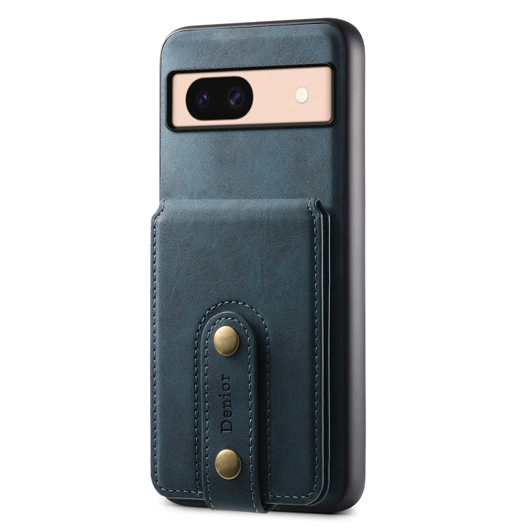 For Google Pixel 8a Denior D14 NK Retro Pattern MagSafe Magnetic Card Holder Leather Phone Case(Blue) - Google Cases by Denior | Online Shopping UK | buy2fix