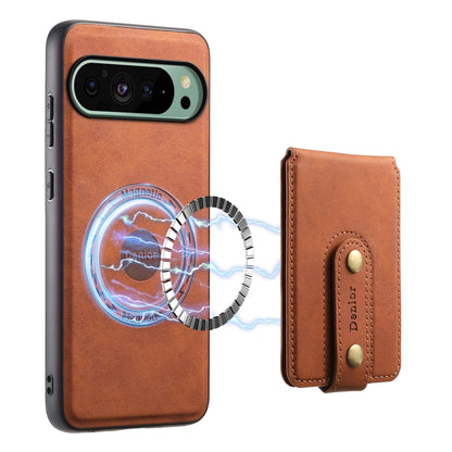 For Google Pixel 9 Denior D14 NK Retro Pattern MagSafe Magnetic Card Holder Leather Phone Case(Brown) - Google Cases by Denior | Online Shopping UK | buy2fix