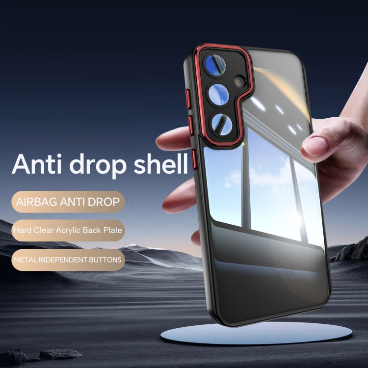 For Samsung Galaxy S25+ 5G Acrylic Hybrid TPU Armor Shockproof Phone Case(Black Red) by buy2fix