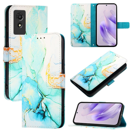 For TCL 501 PT003 Marble Pattern Flip Leather Phone Case(Green)