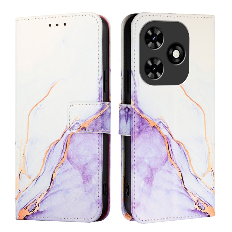 For Tecno Spark Go 2024 / Spark 20C PT003 Marble Pattern Flip Leather Phone Case(White Purple) by buy2fix