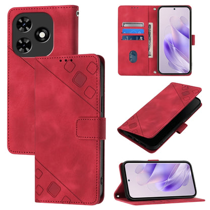 For Tecno Spark Go 2024 / Spark 20C Skin Feel Embossed Leather Phone Case(Red) by buy2fix