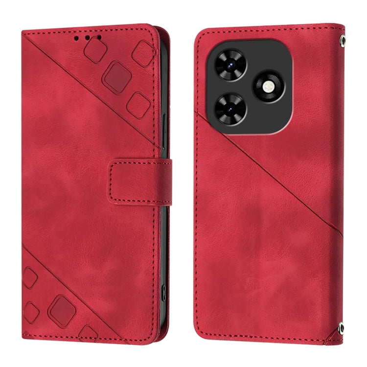 For Tecno Spark Go 2024 / Spark 20C Skin Feel Embossed Leather Phone Case(Red) by buy2fix