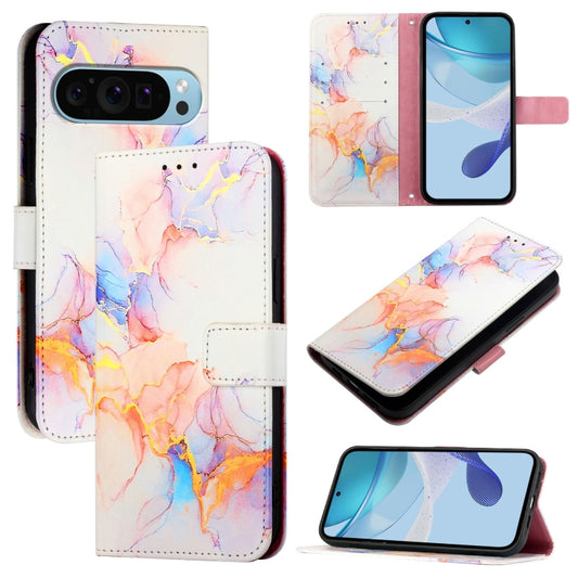 For Google Pixel 9 Pro XL PT003 Marble Pattern Flip Leather Phone Case(Galaxy Marble White) by buy2fix