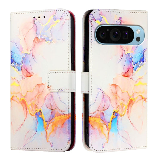 For Google Pixel 9 Pro XL PT003 Marble Pattern Flip Leather Phone Case(Galaxy Marble White) by buy2fix
