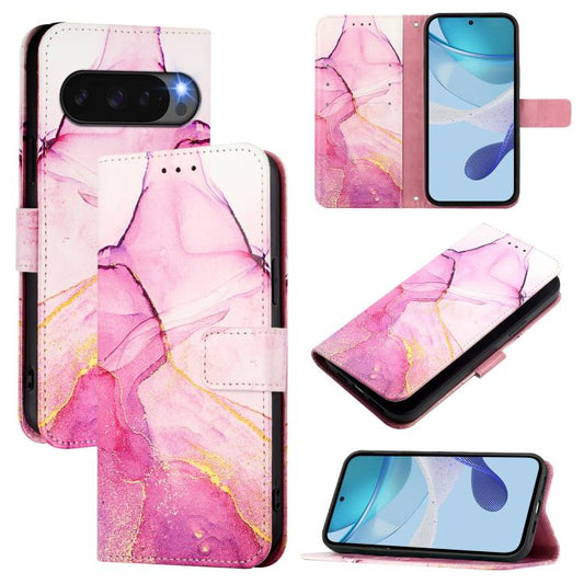 For Google Pixel 10 Pro XL PT003 Marble Pattern Flip Leather Phone Case(Pink Purple Gold) - Google Cases by buy2fix | Online Shopping UK | buy2fix