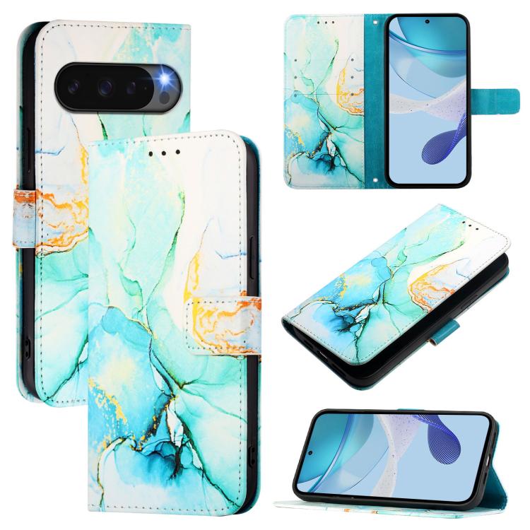 For Google Pixel 10 Pro XL PT003 Marble Pattern Flip Leather Phone Case(Green) - Google Cases by buy2fix | Online Shopping UK | buy2fix