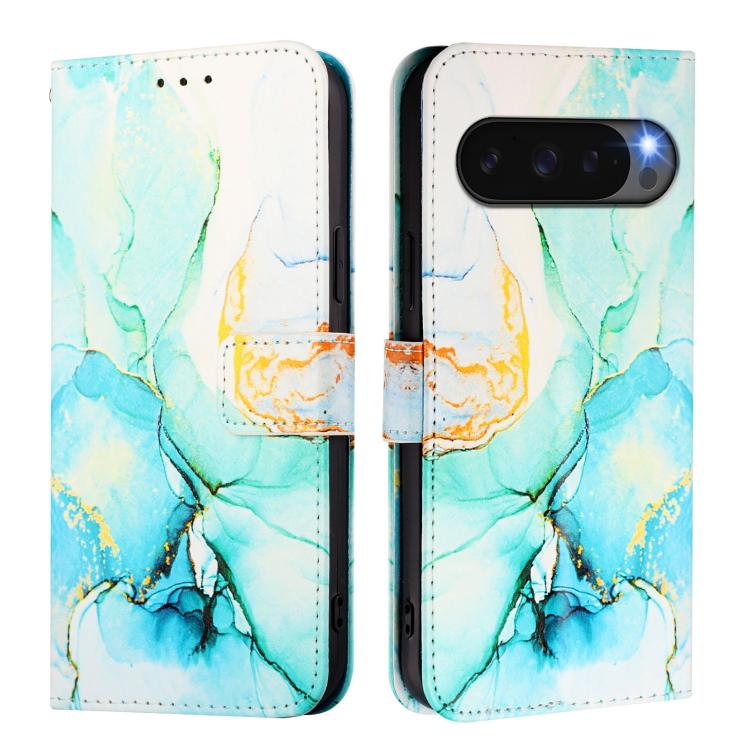 For Google Pixel 10 Pro XL PT003 Marble Pattern Flip Leather Phone Case(Green) - Google Cases by buy2fix | Online Shopping UK | buy2fix