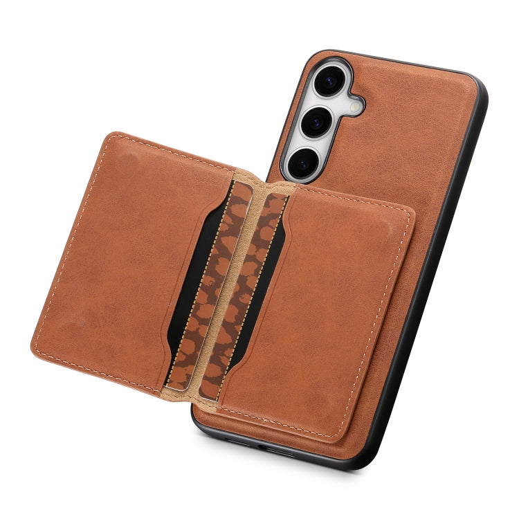 For Samsung Galaxy S24+ 5G Denior D13 Retro Texture Leather MagSafe Card Bag Phone Case(Brown) - Galaxy S24+ 5G Cases by Denior | Online Shopping UK | buy2fix