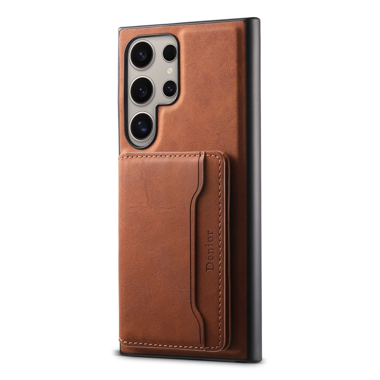 For Samsung Galaxy S24 Ultra 5G Denior D13 Retro Texture Leather MagSafe Card Bag Phone Case(Brown) - Galaxy S24 Ultra 5G Cases by Denior | Online Shopping UK | buy2fix