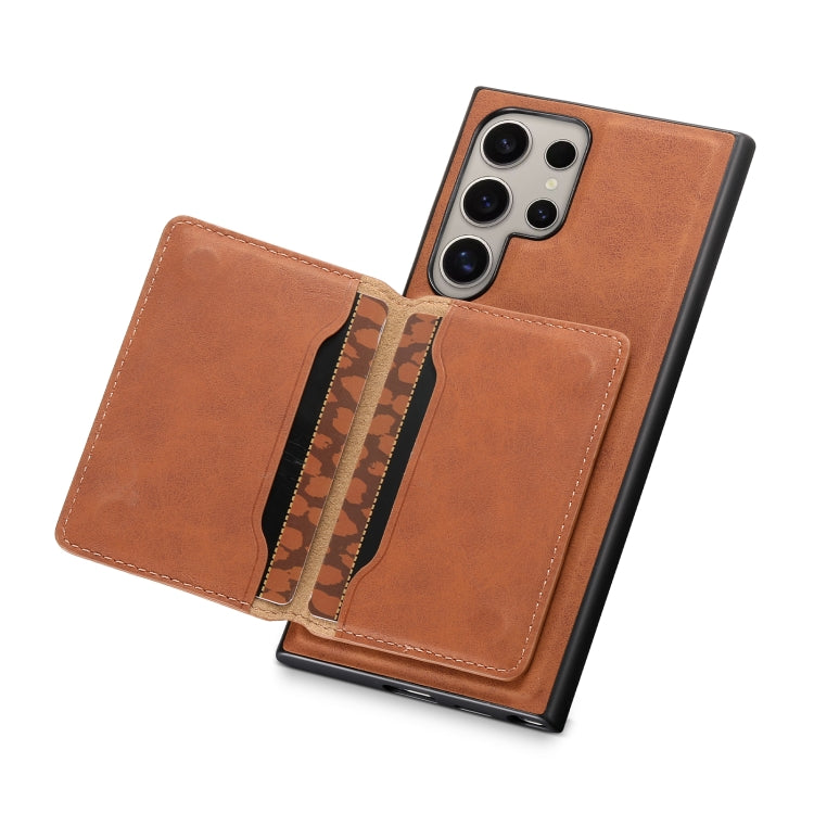 For Samsung Galaxy S24 Ultra 5G Denior D13 Retro Texture Leather MagSafe Card Bag Phone Case(Brown) - Galaxy S24 Ultra 5G Cases by Denior | Online Shopping UK | buy2fix