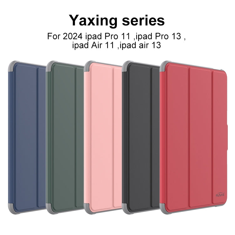 For iPad Pro 11 2025 / 2024 Mutural PC Hybrid TPU Leather Smart Tablet Case(Black) by Mutural